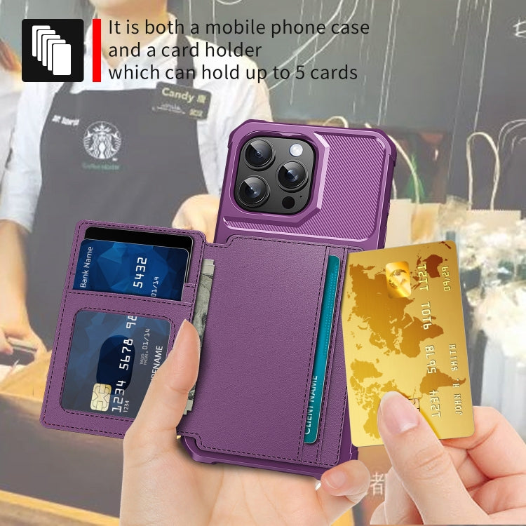 For iPhone 16 Pro Magnetic Wallet Card Bag Leather Phone Case