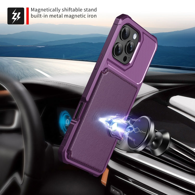 For iPhone 16 Pro Magnetic Wallet Card Bag Leather Phone Case