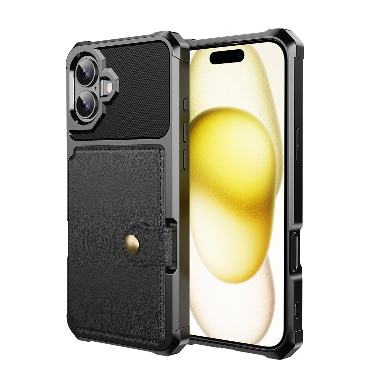 For iPhone 16 Plus Magnetic Wallet Card Bag Leather Phone Case