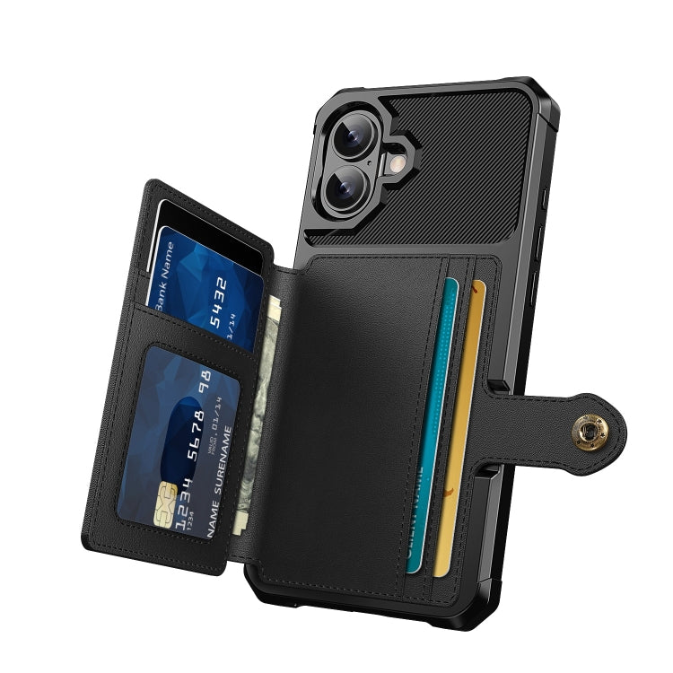 For iPhone 16 Plus Magnetic Wallet Card Bag Leather Phone Case