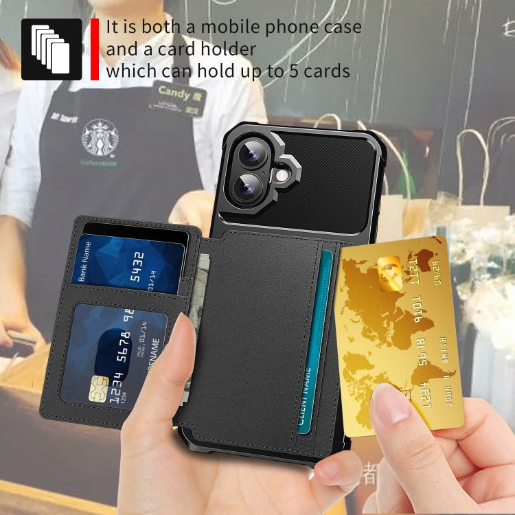 For iPhone 16 Plus Magnetic Wallet Card Bag Leather Phone Case