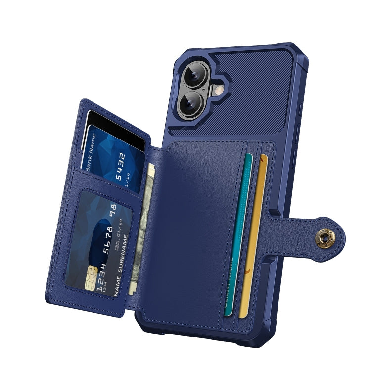 For iPhone 16 Plus Magnetic Wallet Card Bag Leather Phone Case