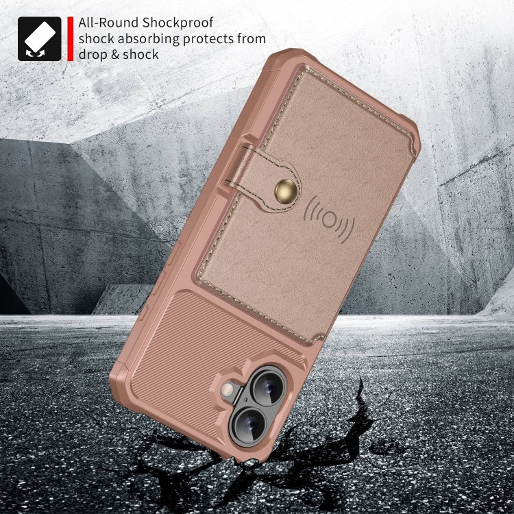 For iPhone 16 Plus Magnetic Wallet Card Bag Leather Phone Case