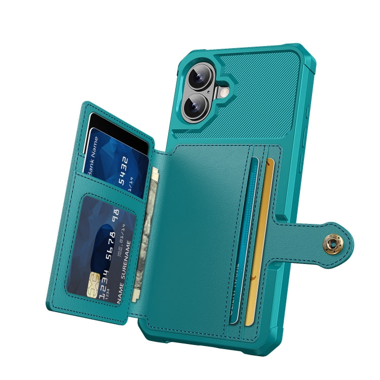 For iPhone 16 Plus Magnetic Wallet Card Bag Leather Phone Case