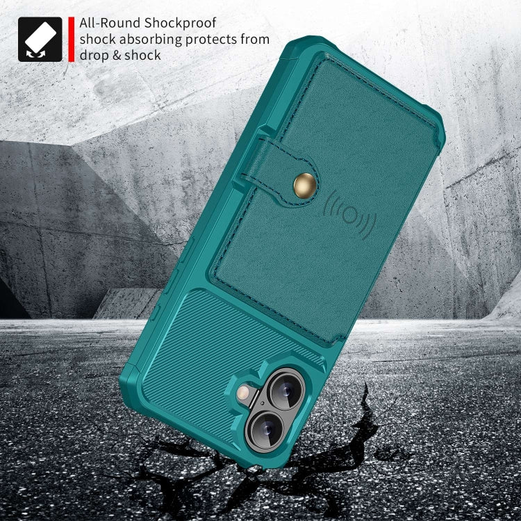 For iPhone 16 Plus Magnetic Wallet Card Bag Leather Phone Case