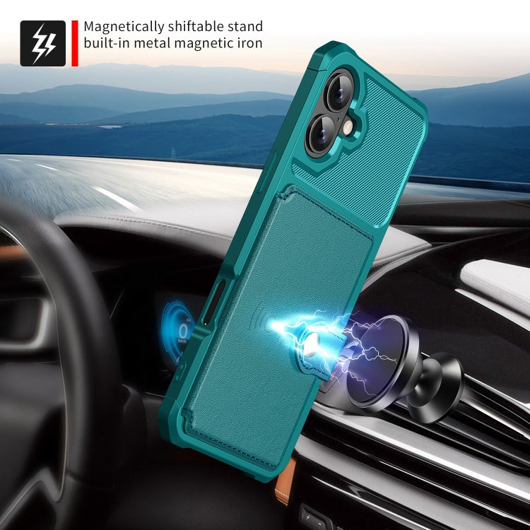 For iPhone 16 Plus Magnetic Wallet Card Bag Leather Phone Case
