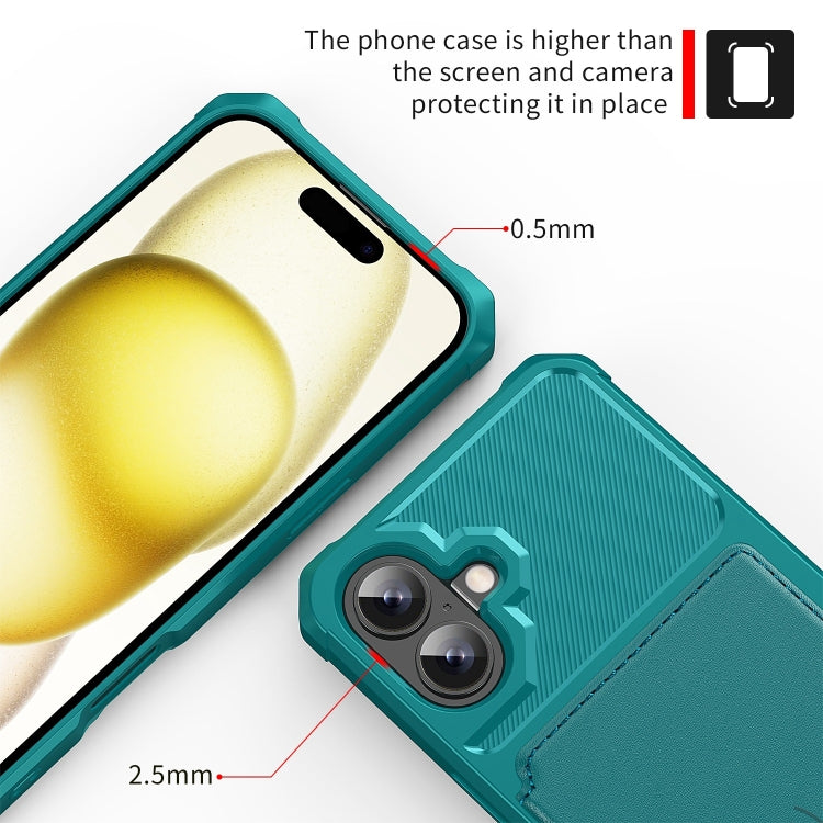 For iPhone 16 Plus Magnetic Wallet Card Bag Leather Phone Case
