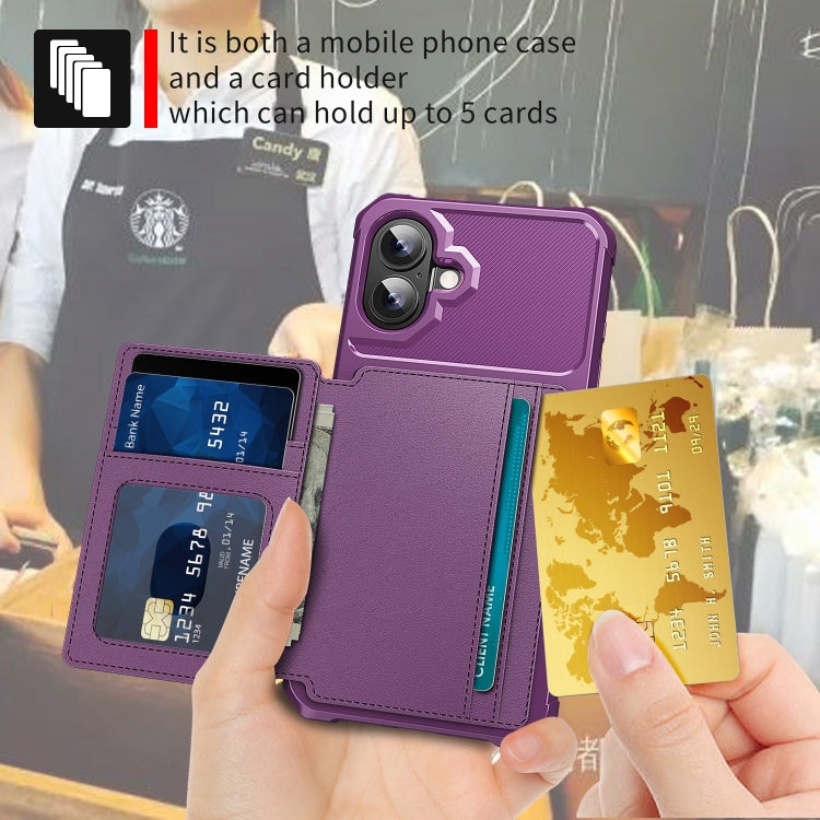 For iPhone 16 Plus Magnetic Wallet Card Bag Leather Phone Case