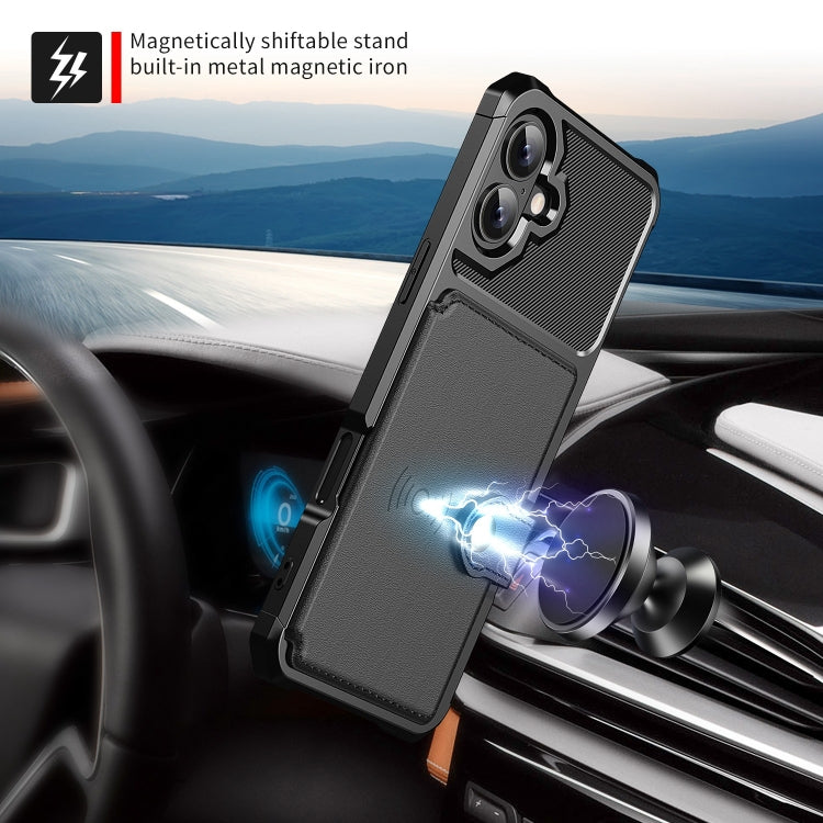 For iPhone 16 Magnetic Wallet Card Bag Leather Phone Case