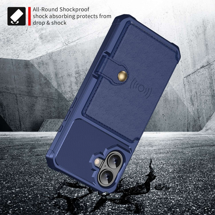 For iPhone 16 Magnetic Wallet Card Bag Leather Phone Case