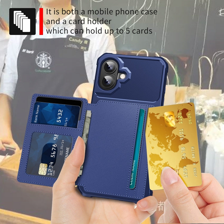For iPhone 16 Magnetic Wallet Card Bag Leather Phone Case
