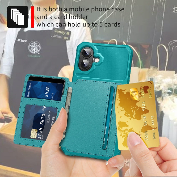 For iPhone 16 Magnetic Wallet Card Bag Leather Phone Case