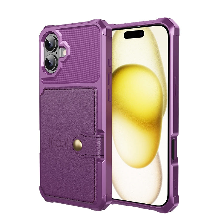 For iPhone 16 Magnetic Wallet Card Bag Leather Phone Case