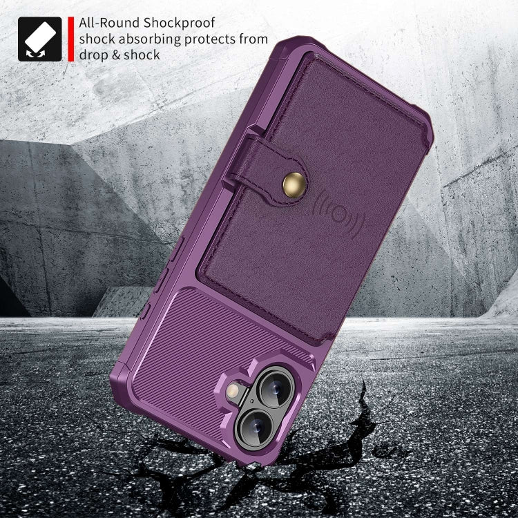 For iPhone 16 Magnetic Wallet Card Bag Leather Phone Case
