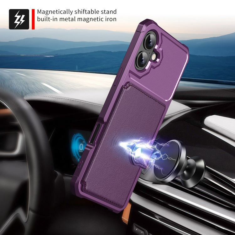 For iPhone 16 Magnetic Wallet Card Bag Leather Phone Case