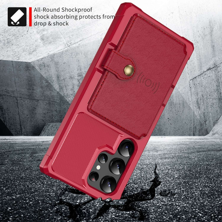 For Samsung Galaxy S24 Ultra 5G Magnetic Wallet Card Bag Leather Phone Case