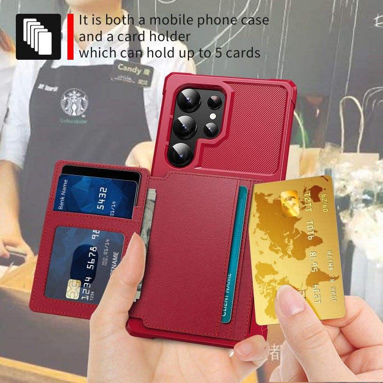 For Samsung Galaxy S24 Ultra 5G Magnetic Wallet Card Bag Leather Phone Case