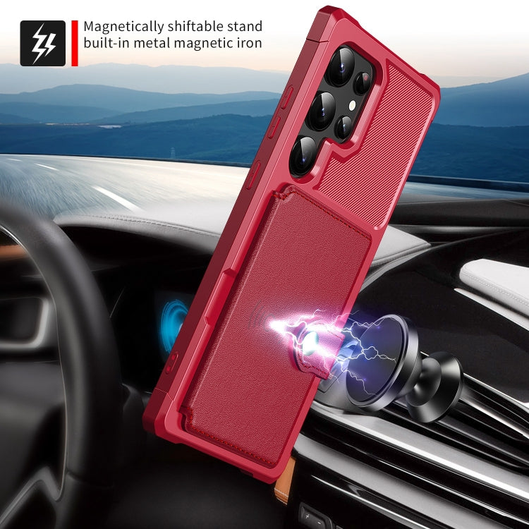 For Samsung Galaxy S24 Ultra 5G Magnetic Wallet Card Bag Leather Phone Case
