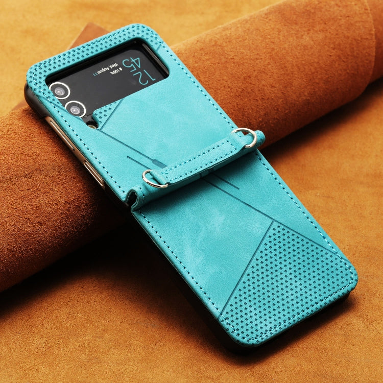 For Samsung Galaxy Z Flip4 Dream Triangle Leather Phone Case with Lanyard