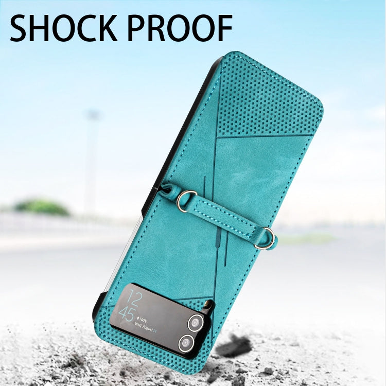 For Samsung Galaxy Z Flip4 Dream Triangle Leather Phone Case with Lanyard