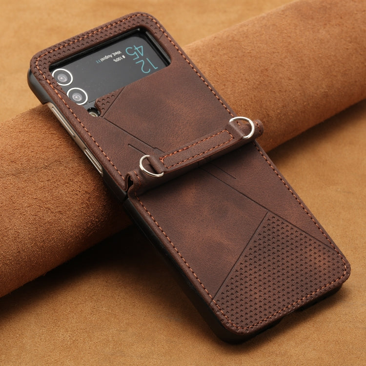 For Samsung Galaxy Z Flip4 Dream Triangle Leather Phone Case with Lanyard