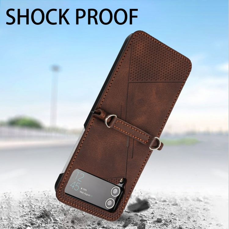 For Samsung Galaxy Z Flip4 Dream Triangle Leather Phone Case with Lanyard