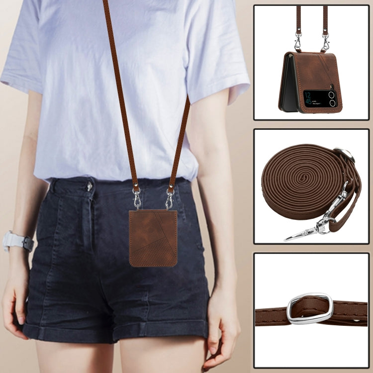 For Samsung Galaxy Z Flip4 Dream Triangle Leather Phone Case with Lanyard