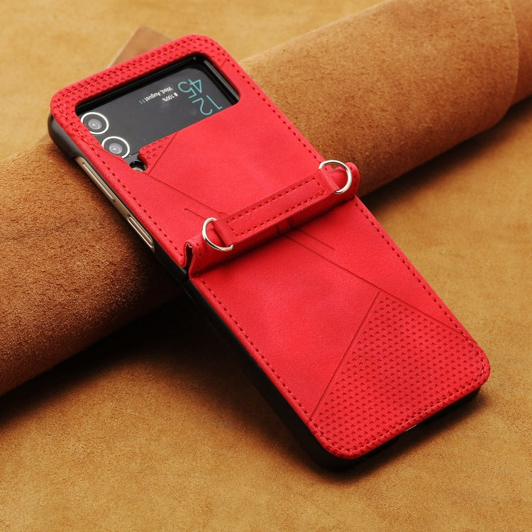 For Samsung Galaxy Z Flip4 Dream Triangle Leather Phone Case with Lanyard