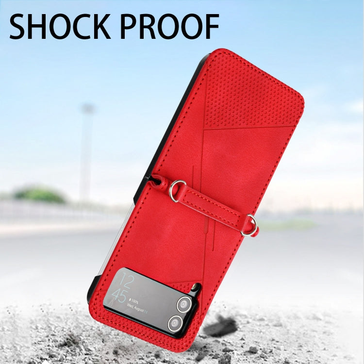 For Samsung Galaxy Z Flip4 Dream Triangle Leather Phone Case with Lanyard
