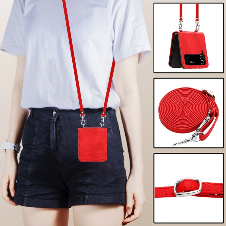 For Samsung Galaxy Z Flip4 Dream Triangle Leather Phone Case with Lanyard