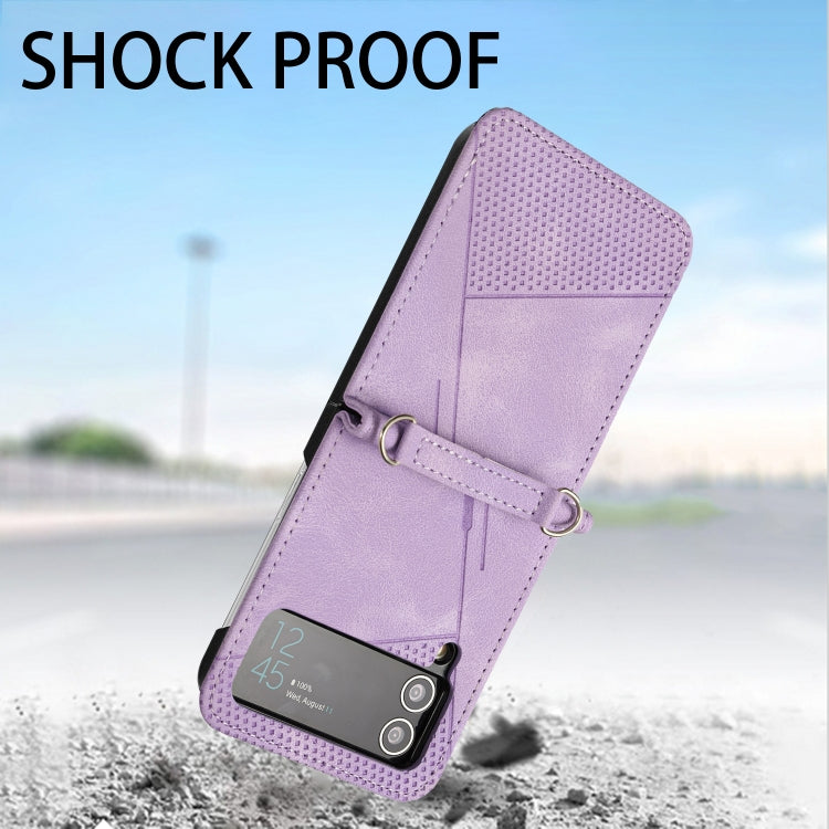 For Samsung Galaxy Z Flip4 Dream Triangle Leather Phone Case with Lanyard
