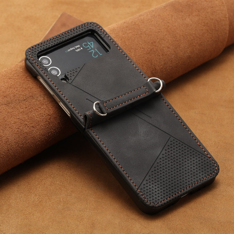 For Samsung Galaxy Z Flip4 Dream Triangle Leather Phone Case with Lanyard