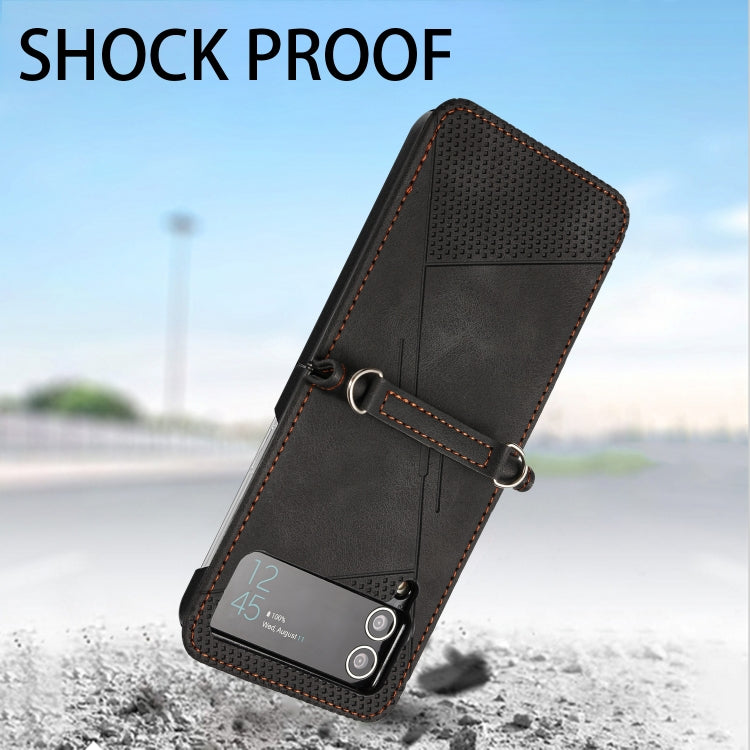 For Samsung Galaxy Z Flip4 Dream Triangle Leather Phone Case with Lanyard