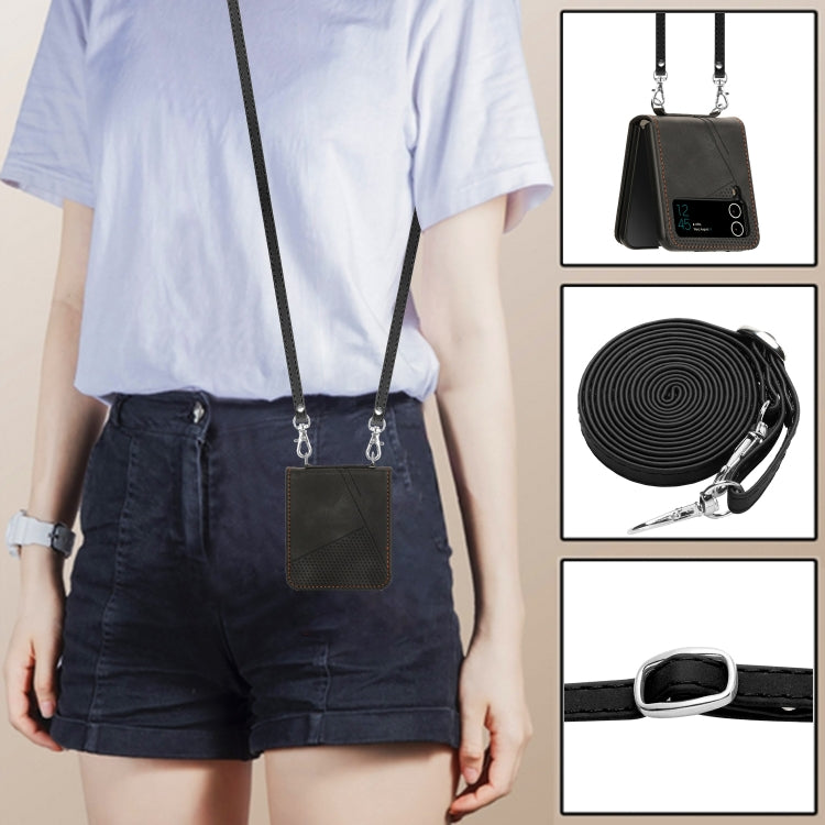 For Samsung Galaxy Z Flip4 Dream Triangle Leather Phone Case with Lanyard