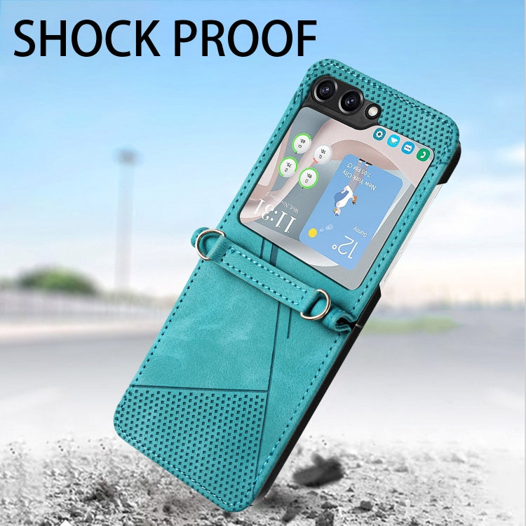 For Samsung Galaxy Z Flip5 Dream Triangle Leather Phone Case with Lanyard