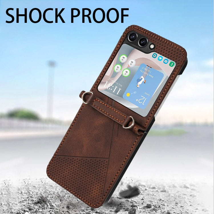 For Samsung Galaxy Z Flip5 Dream Triangle Leather Phone Case with Lanyard