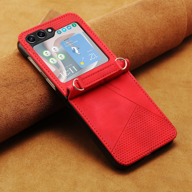 For Samsung Galaxy Z Flip5 Dream Triangle Leather Phone Case with Lanyard