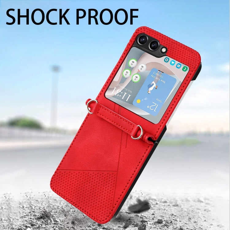 For Samsung Galaxy Z Flip5 Dream Triangle Leather Phone Case with Lanyard