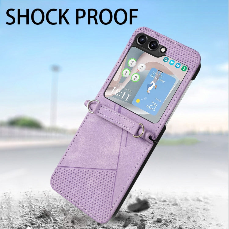For Samsung Galaxy Z Flip5 Dream Triangle Leather Phone Case with Lanyard
