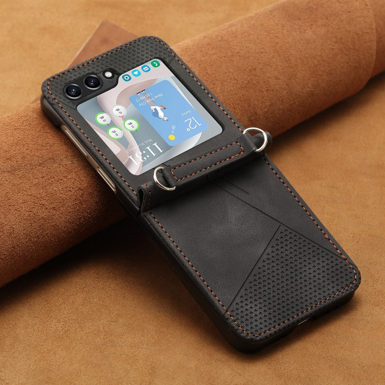 For Samsung Galaxy Z Flip5 Dream Triangle Leather Phone Case with Lanyard