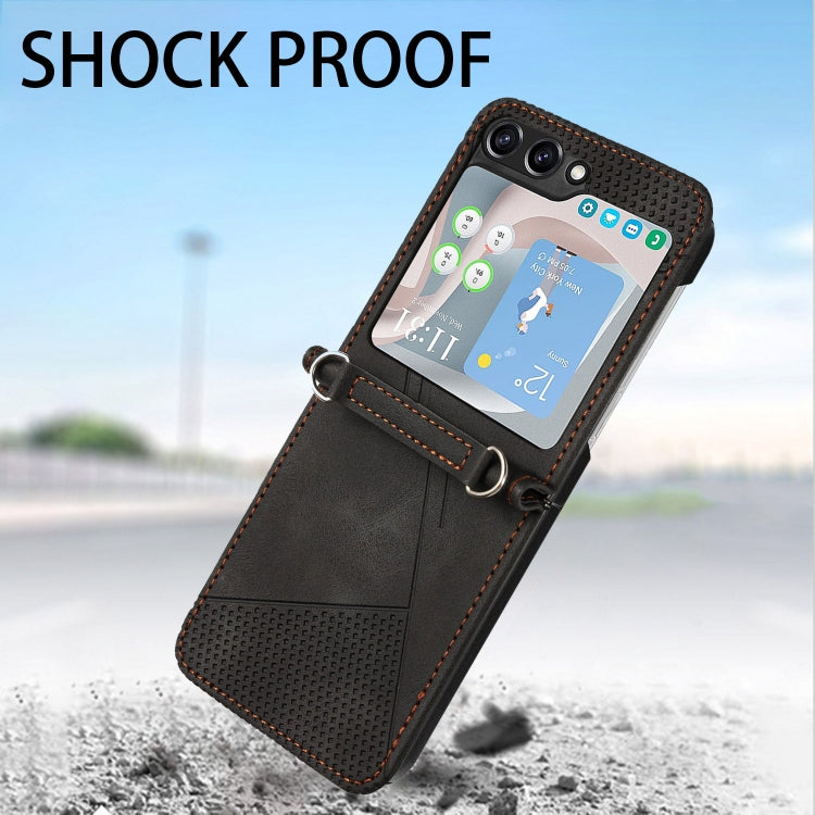 For Samsung Galaxy Z Flip5 Dream Triangle Leather Phone Case with Lanyard