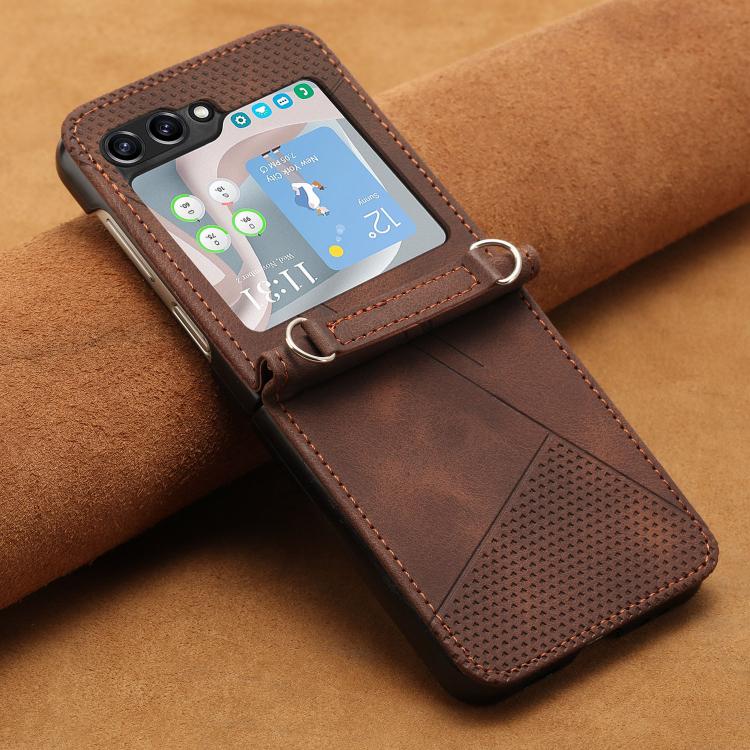 For Samsung Galaxy Z Flip7 Dream Triangle Leather Phone Case with Lanyard