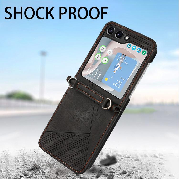 For Samsung Galaxy Z Flip7 Dream Triangle Leather Phone Case with Lanyard