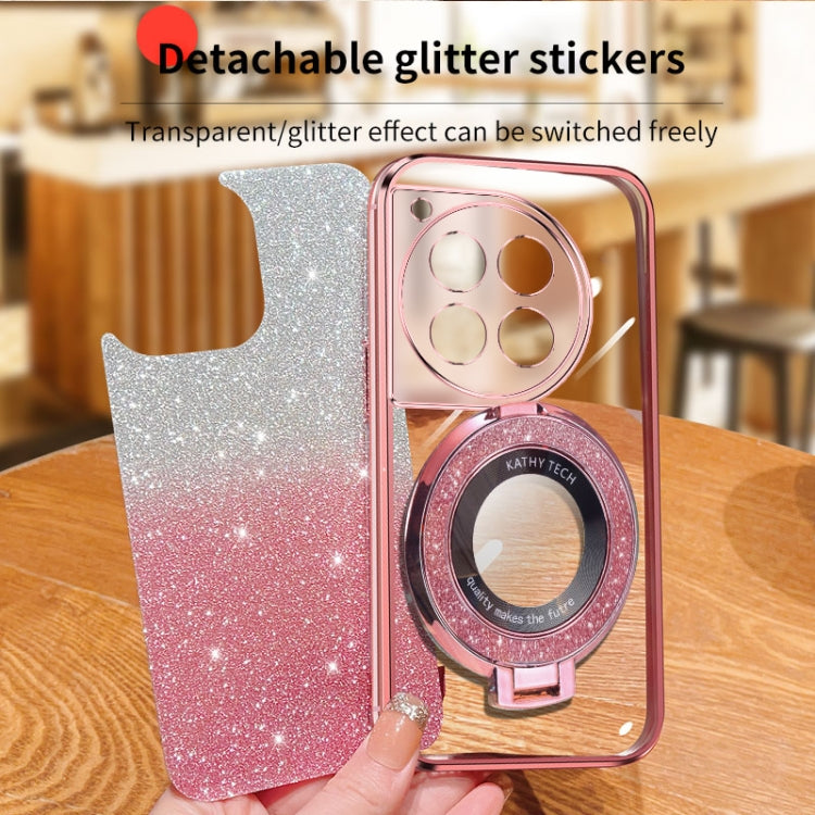 For OnePlus Ace 3 Plated Gradient Glitter Round Holder TPU Phone Case
