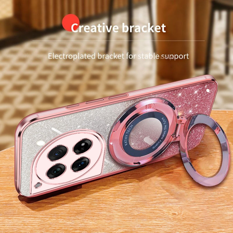 For OnePlus Ace 3 Plated Gradient Glitter Round Holder TPU Phone Case