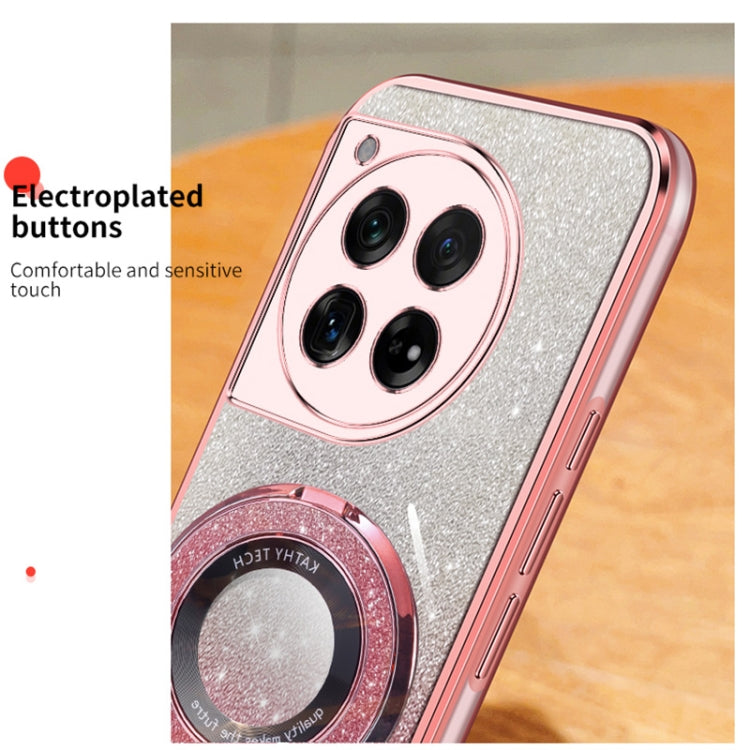For OnePlus 12 Plated Gradient Glitter Round Holder TPU Phone Case