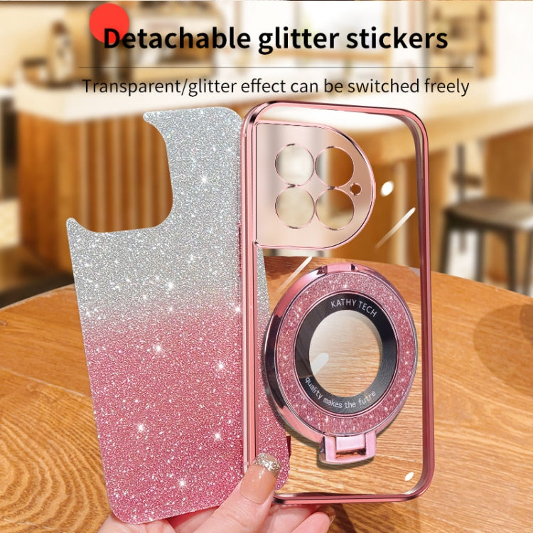For OnePlus Ace 2 Pro Plated Gradient Glitter Round Holder TPU Phone Case