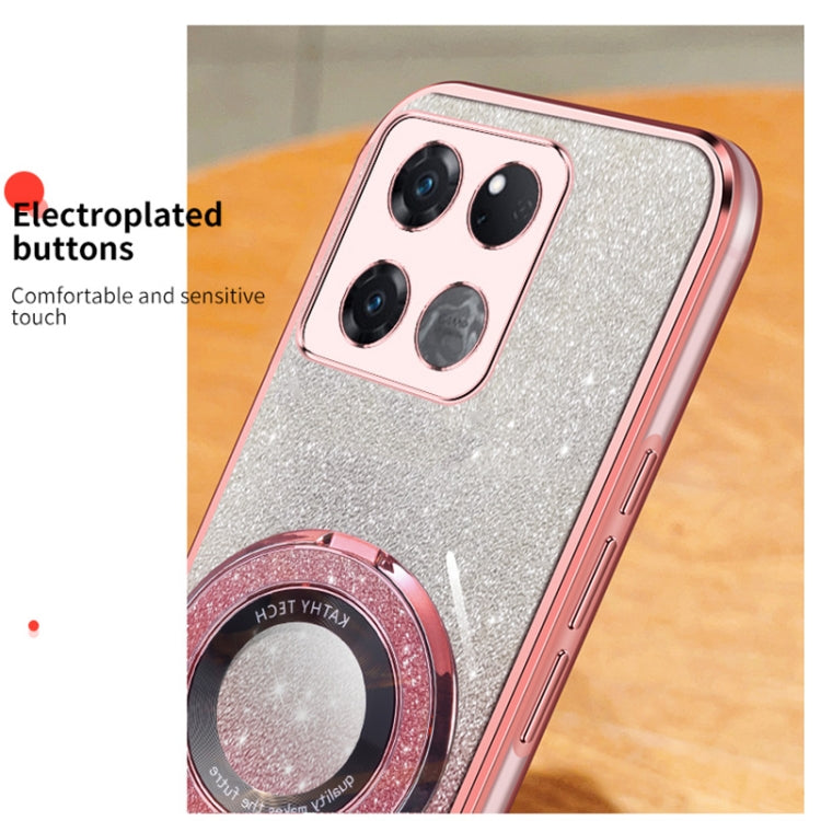 For OnePlus Ace Racing Plated Gradient Glitter Round Holder TPU Phone Case