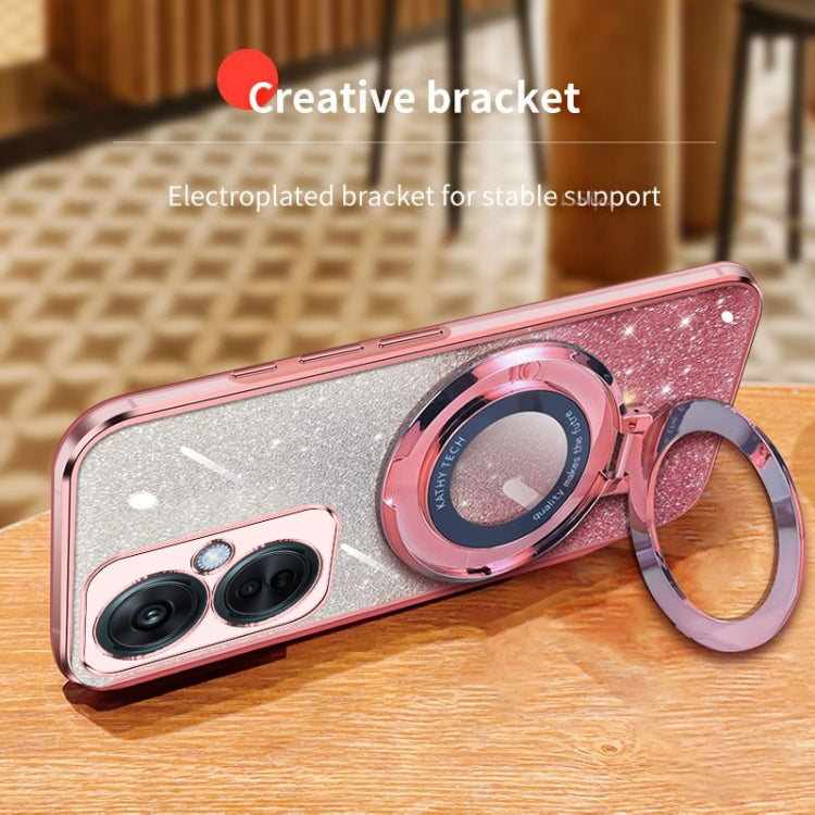 For OnePlus Nord CE3 / N30 Plated Gradient Glitter Round Holder TPU Phone Case
