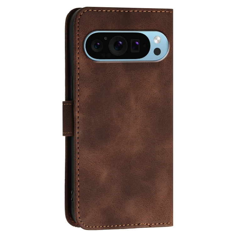 For Google Pixel 9 / 9 Pro Grid Butterfly Embossed Pattern Leather Phone Case with Lanyard